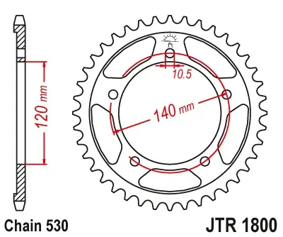 Reduceri Pinion transmisie spate JT Sprockets JTR1800, 40 dinti