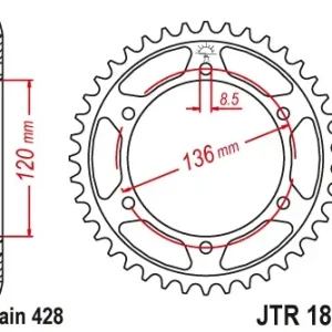 Livrare rapidă Pinion transmisie spate JT Sprockets JTR1847, 57 dinti