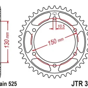 Ofertă exclusivă Pinion transmisie spate JT Sprockets JTR300, 46 dinti